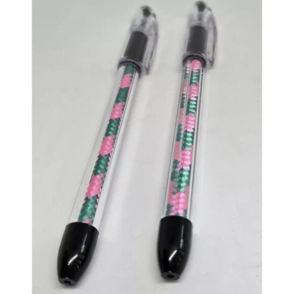 James Burke Notebook Journal Lined  7 x 10 in. Pink & Green W Pens And Holder - Picture 4 of 6